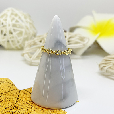 雙麻花黃金戒指